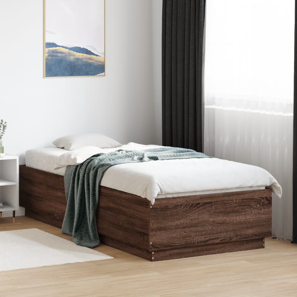 Cadre de lit avec LED sans matelas chêne marron 90x200 cm