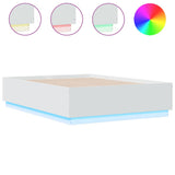 Cadre de lit avec LED sans matelas blanc 140x190 cm