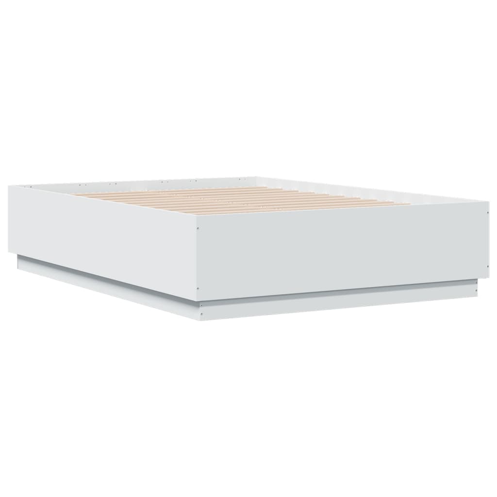 Cadre de lit avec LED sans matelas blanc 140x190 cm