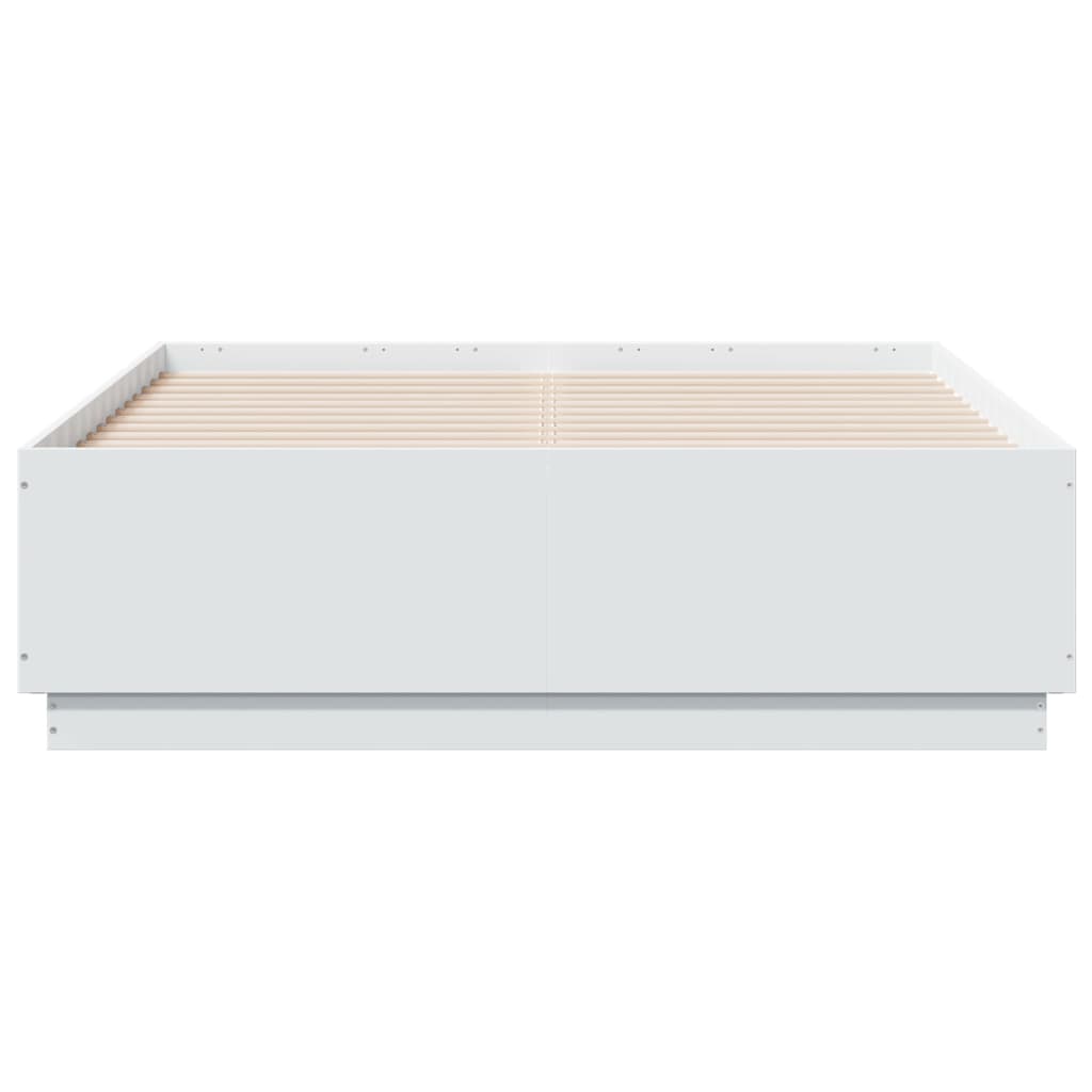 Cadre de lit avec LED sans matelas blanc 140x190 cm