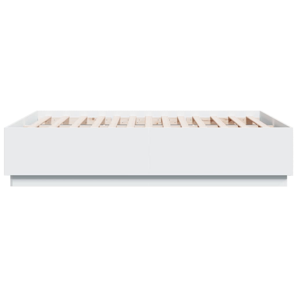 Cadre de lit avec LED sans matelas blanc 140x190 cm