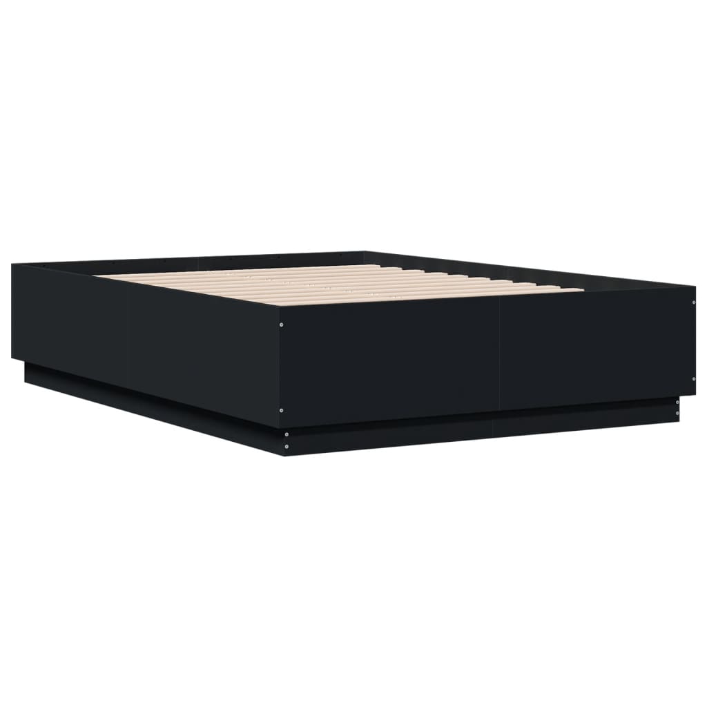 Cadre de lit avec LED sans matelas noir 140x190 cm