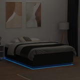 Bed frame with LED without mattress black 140x190 cm