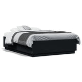 Bed frame with LED without mattress black 140x190 cm