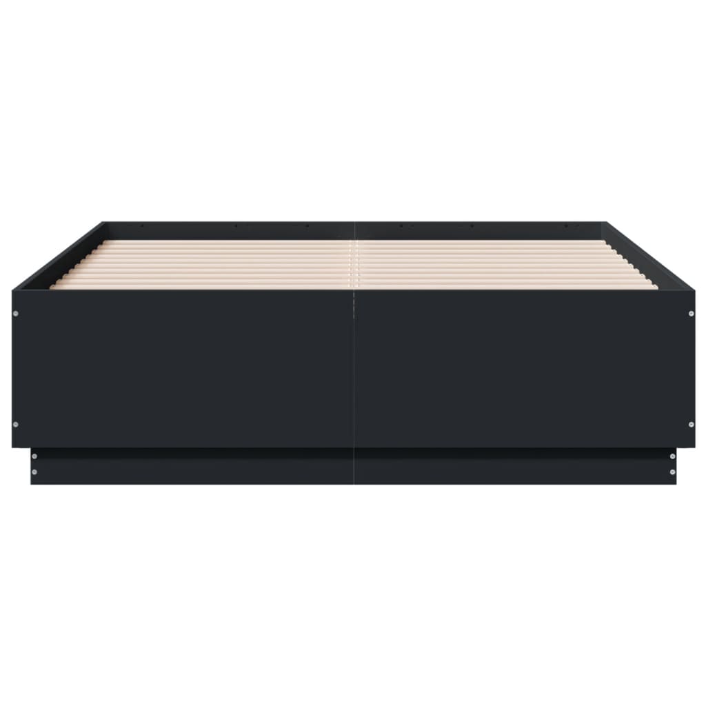 Cadre de lit avec LED sans matelas noir 140x190 cm