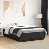 Bed frame with LED without mattress black 140x190 cm