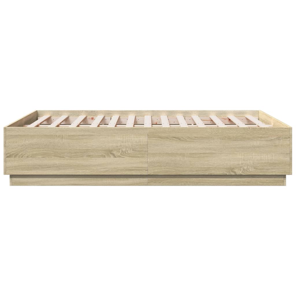 Cadre de lit avec LED sans matelas chêne sonoma 140x190 cm