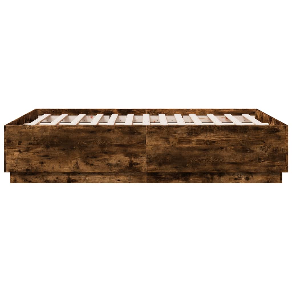 Cadre de lit avec LED sans matelas chêne fumé 140x190 cm