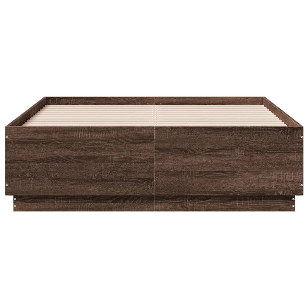 Cadre de lit avec LED sans matelas chêne marron 140x190 cm