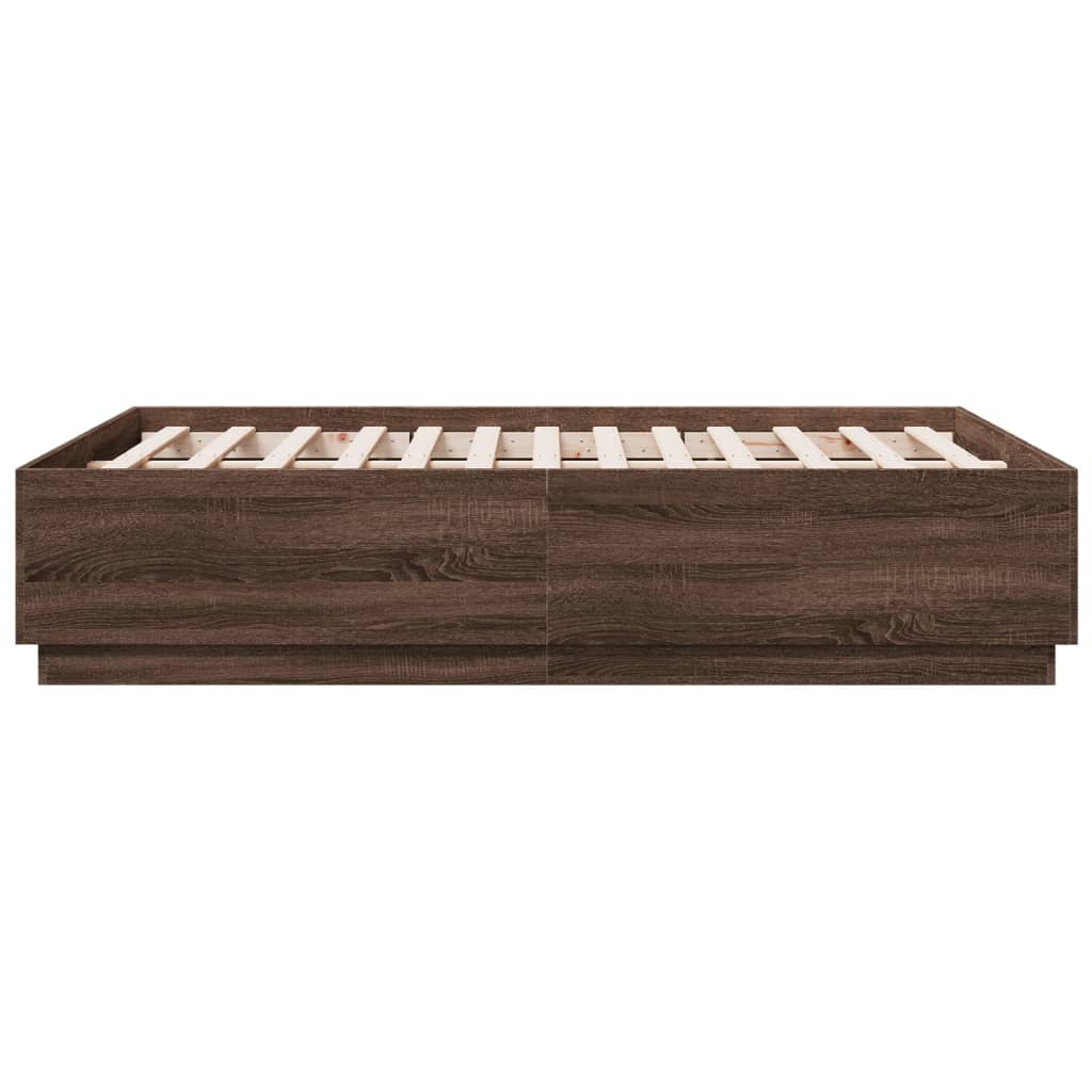 Cadre de lit avec LED sans matelas chêne marron 140x190 cm