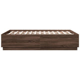 Cadre de lit avec LED sans matelas chêne marron 140x190 cm