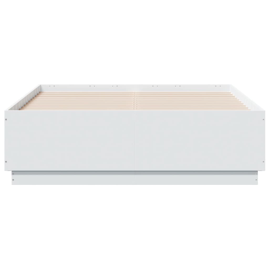 Cadre de lit avec LED sans matelas blanc 135x190 cm