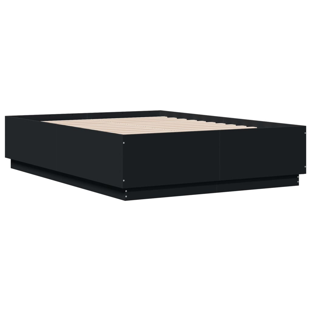 Cadre de lit avec LED sans matelas noir 135x190 cm