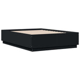 Cadre de lit avec LED sans matelas noir 135x190 cm