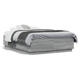 Cadre de lit avec LED sans matelas sonoma gris 135x190 cm