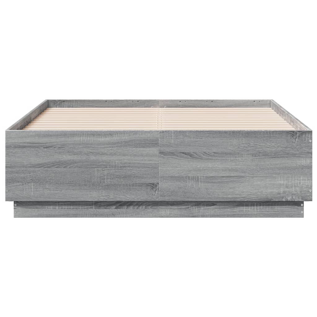 Cadre de lit avec LED sans matelas sonoma gris 135x190 cm