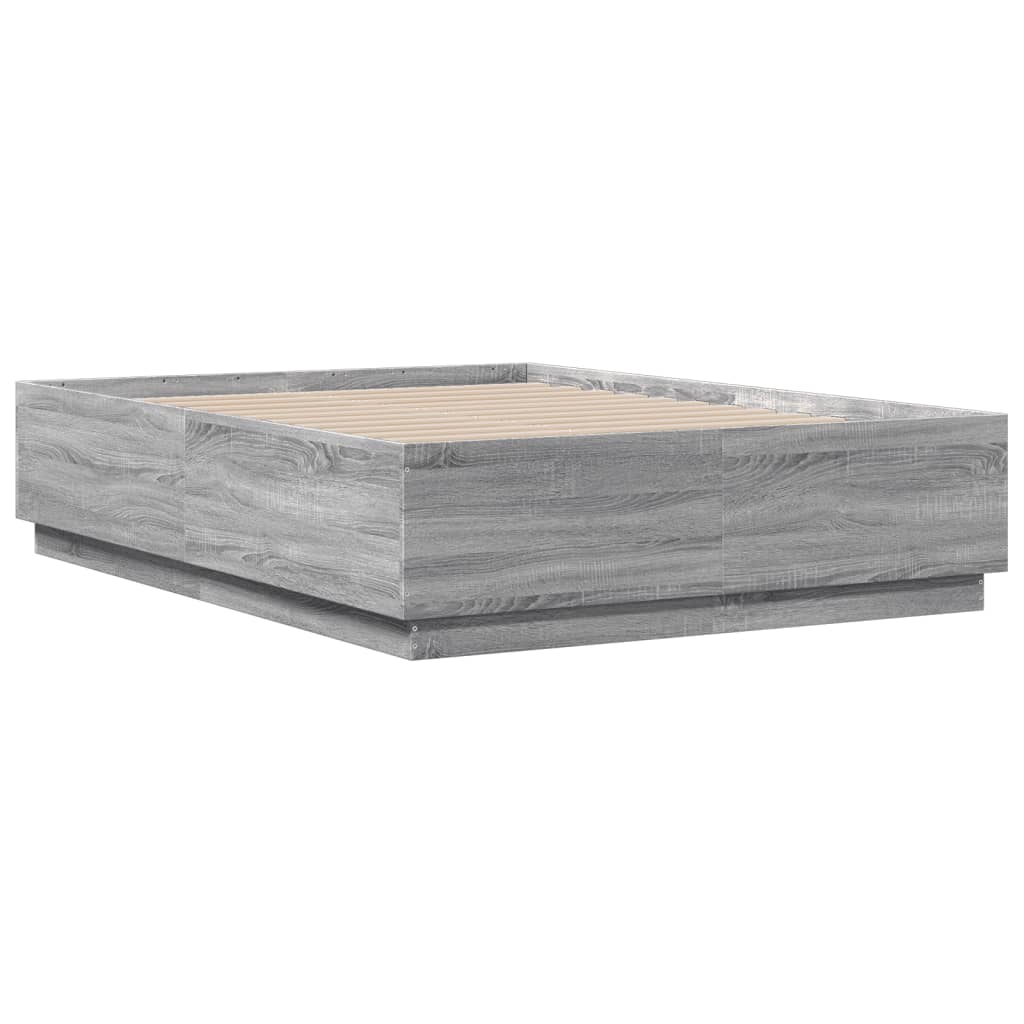 Cadre de lit avec LED sans matelas sonoma gris 135x190 cm