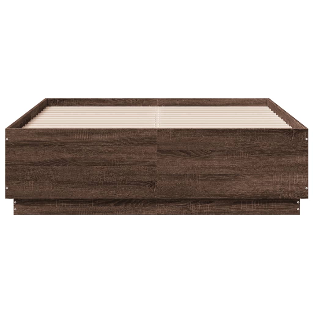 Cadre de lit avec LED sans matelas chêne marron 135x190 cm