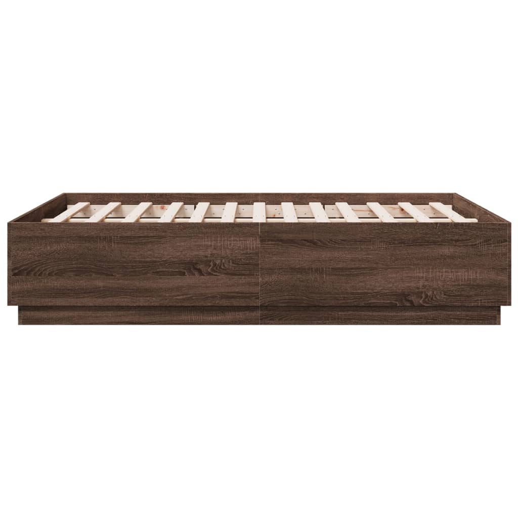 Cadre de lit avec LED sans matelas chêne marron 135x190 cm