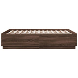 Cadre de lit avec LED sans matelas chêne marron 135x190 cm