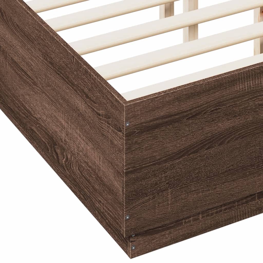 Cadre de lit avec LED sans matelas chêne marron 135x190 cm