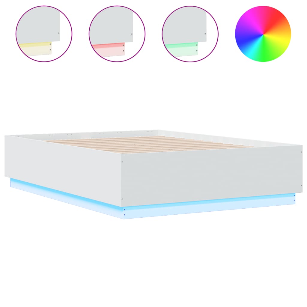 Cadre de lit avec LED sans matelas blanc 120x190 cm