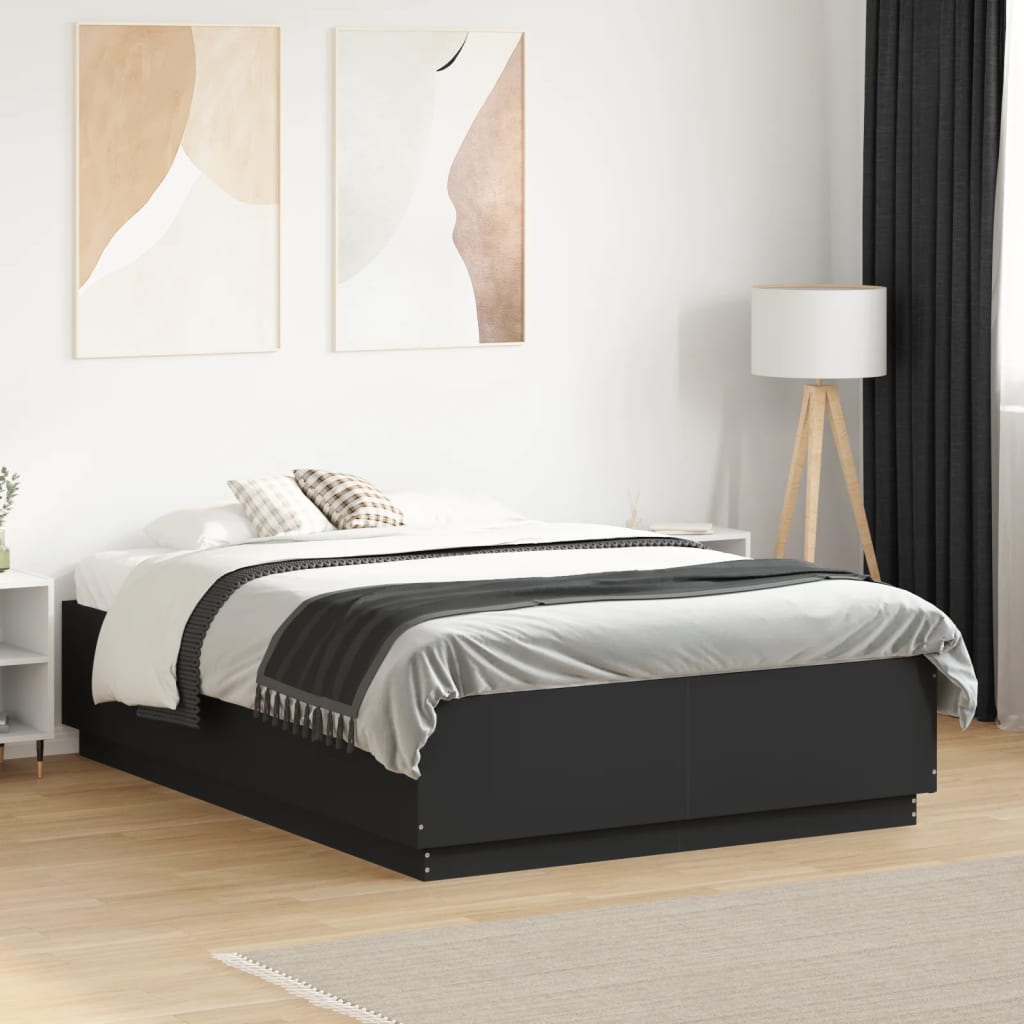 Cadre de lit avec LED sans matelas noir 120x190 cm