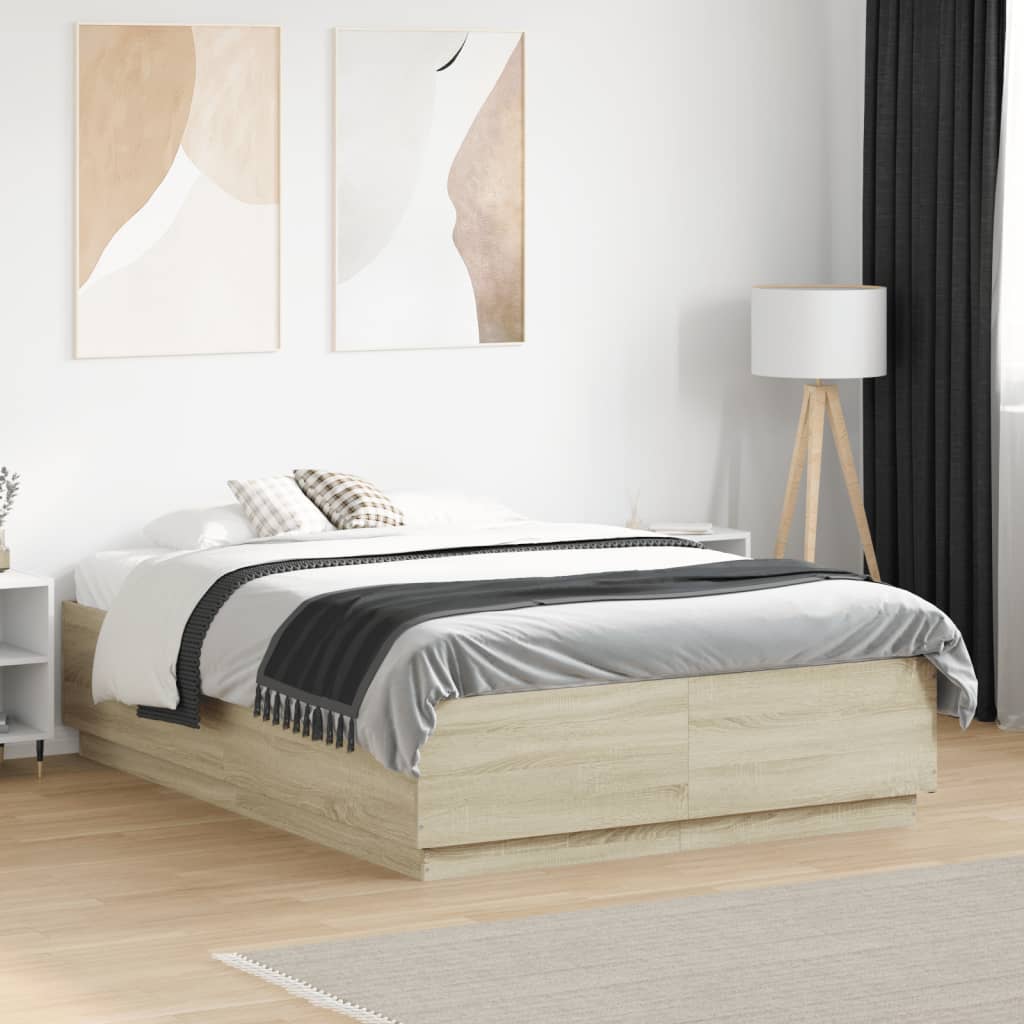 Cadre de lit avec LED sans matelas chêne sonoma 120x190 cm