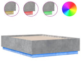 Cadre de lit avec LED sans matelas gris béton 120x190 cm