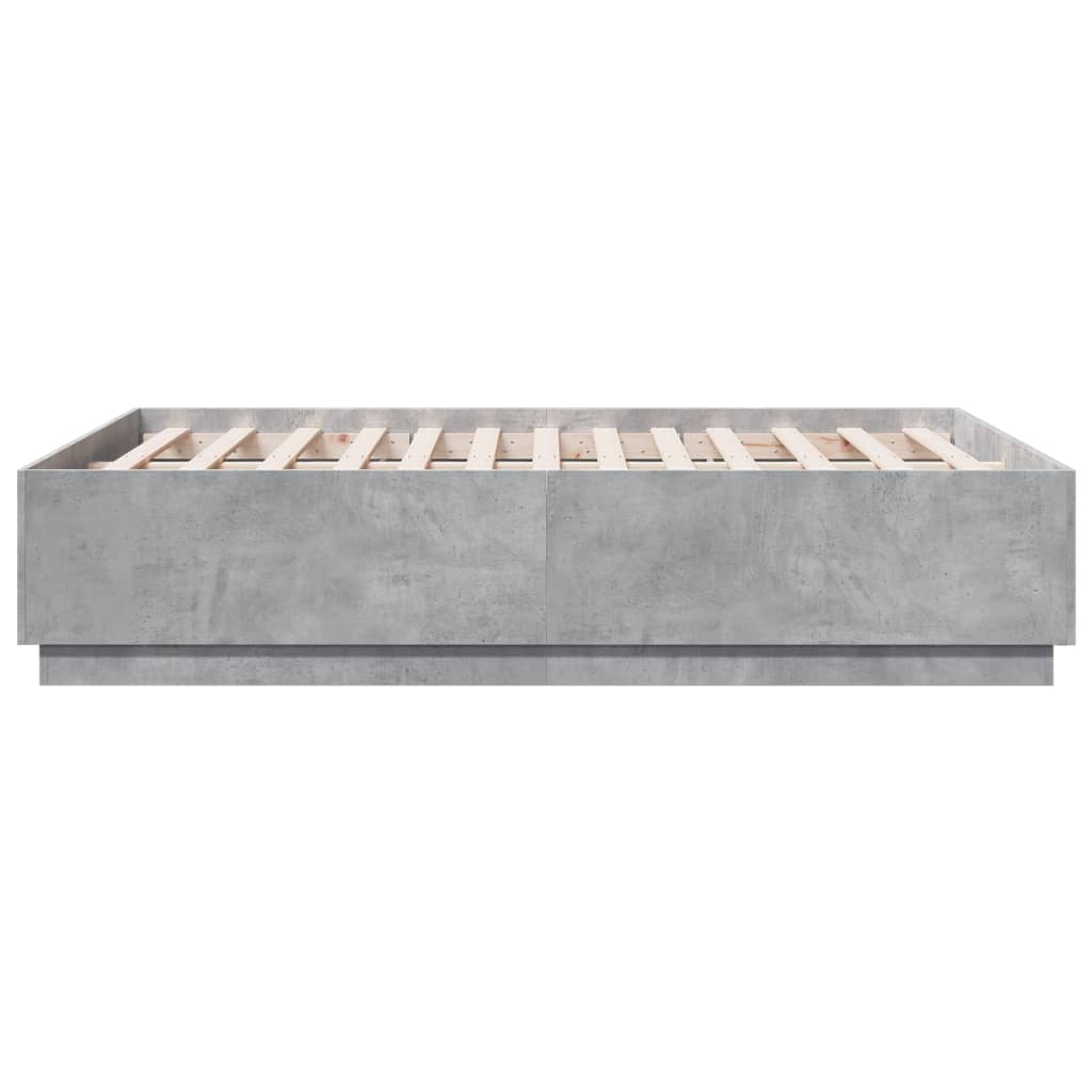 Cadre de lit avec LED sans matelas gris béton 120x190 cm