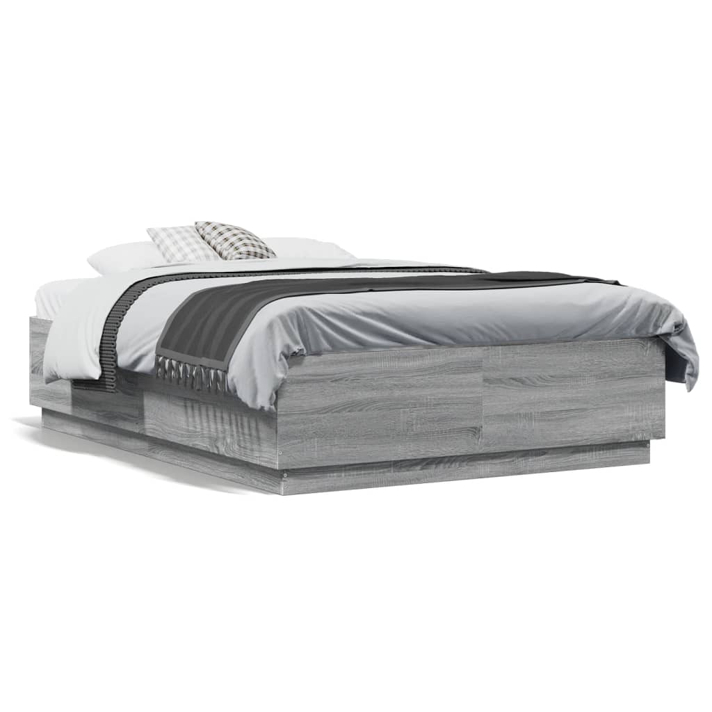 Cadre de lit avec LED sans matelas sonoma gris 120x190 cm