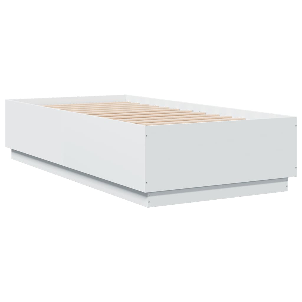 Cadre de lit avec LED sans matelas blanc 90x190 cm