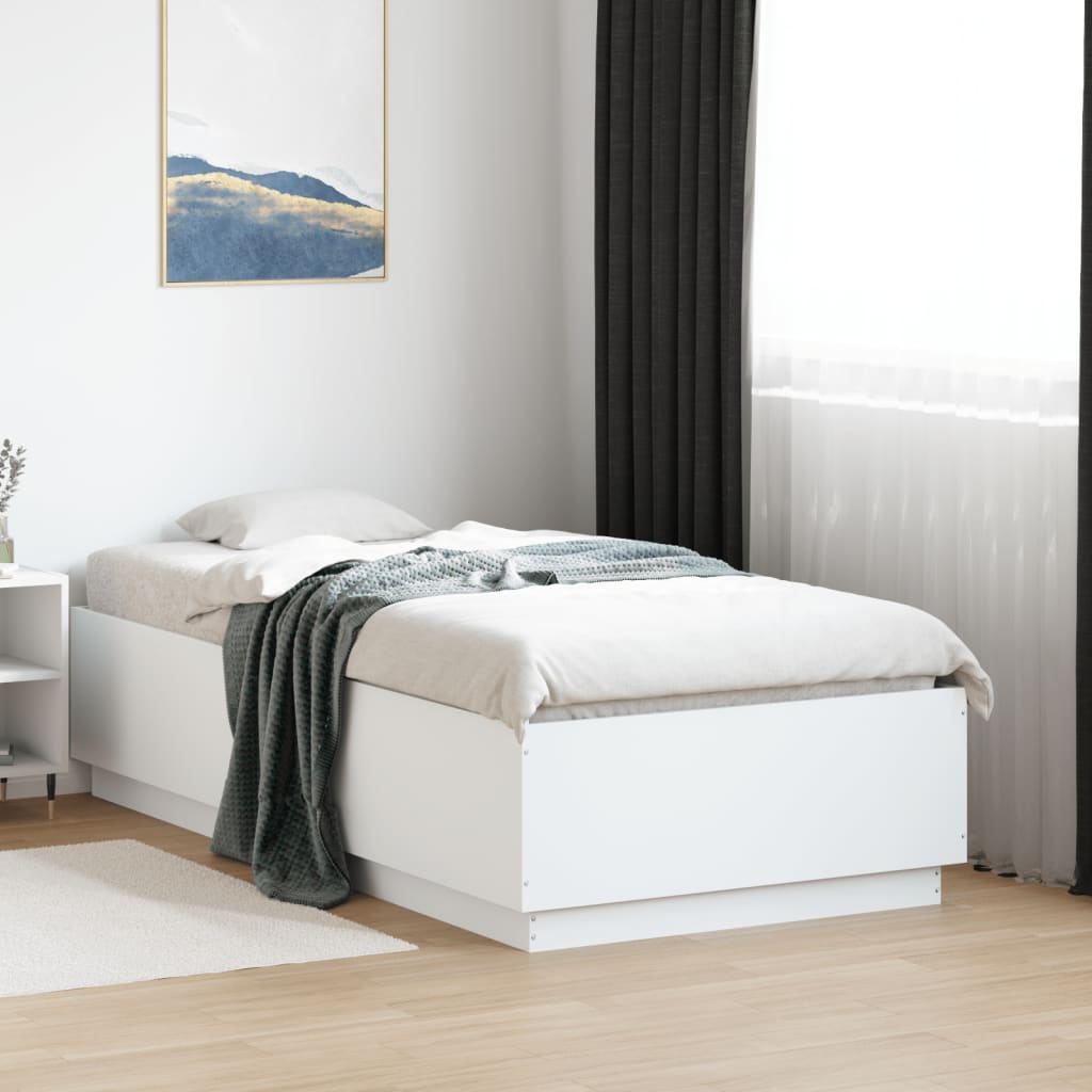 Cadre de lit avec LED sans matelas blanc 90x190 cm