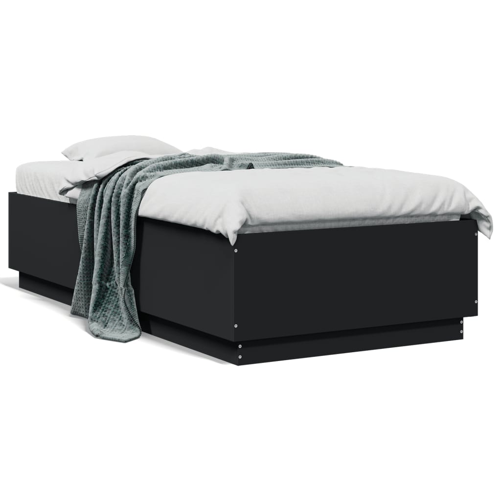 Cadre de lit avec LED sans matelas noir 90x190 cm