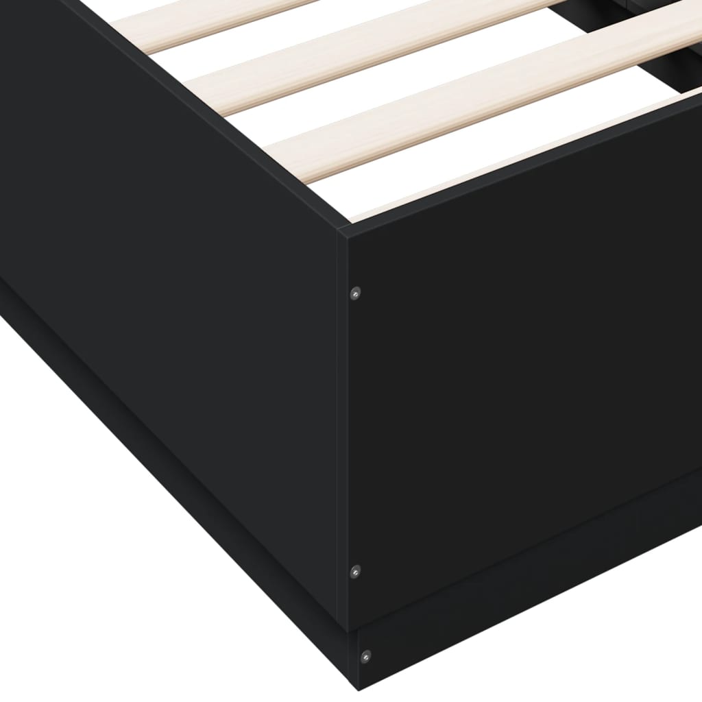 Cadre de lit avec LED sans matelas noir 90x190 cm