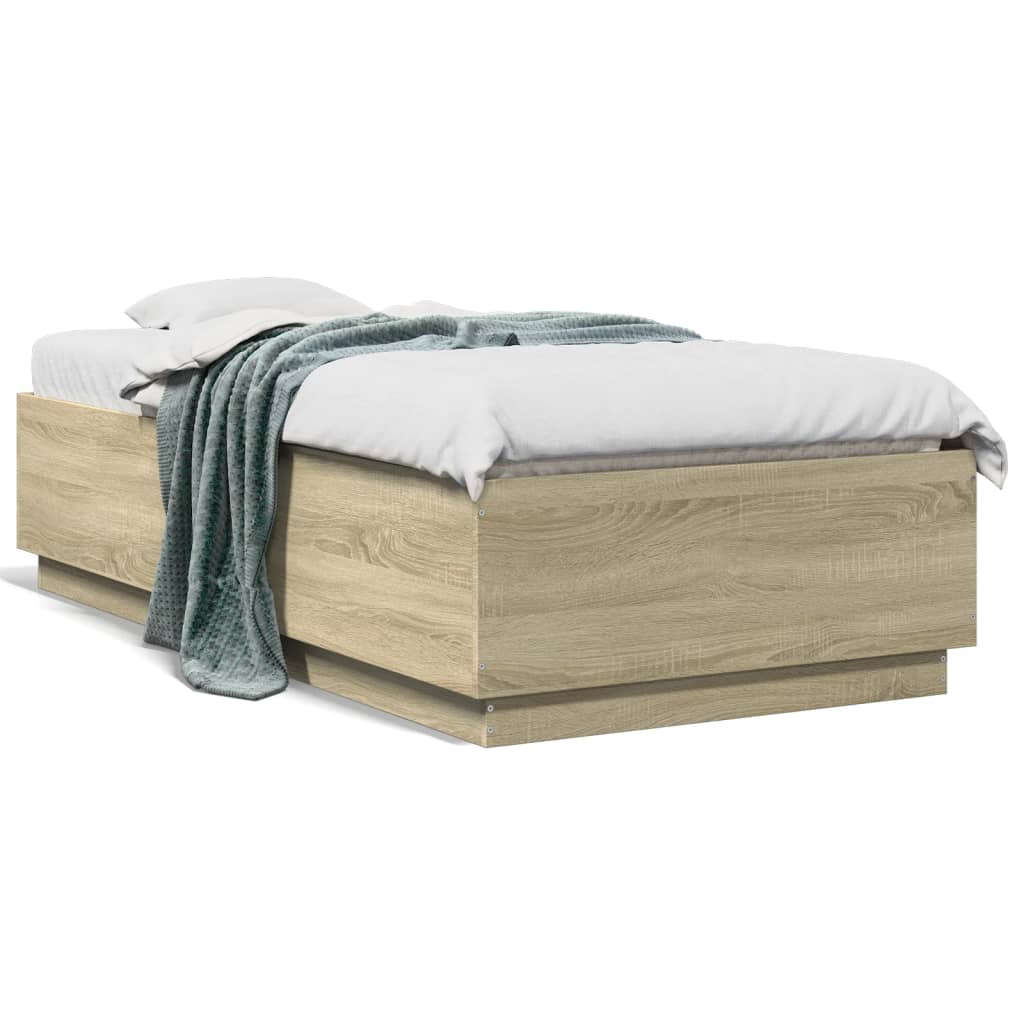 Cadre de lit avec LED sans matelas chêne sonoma 90x190 cm