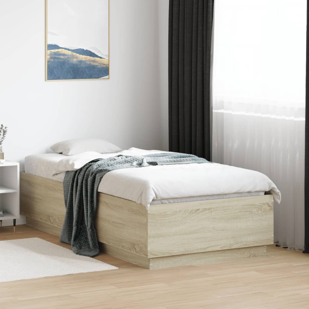 Cadre de lit avec LED sans matelas chêne sonoma 90x190 cm