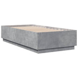 Cadre de lit avec LED sans matelas gris béton 90x190 cm