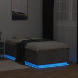 Cadre de lit avec LED sans matelas gris béton 90x190 cm