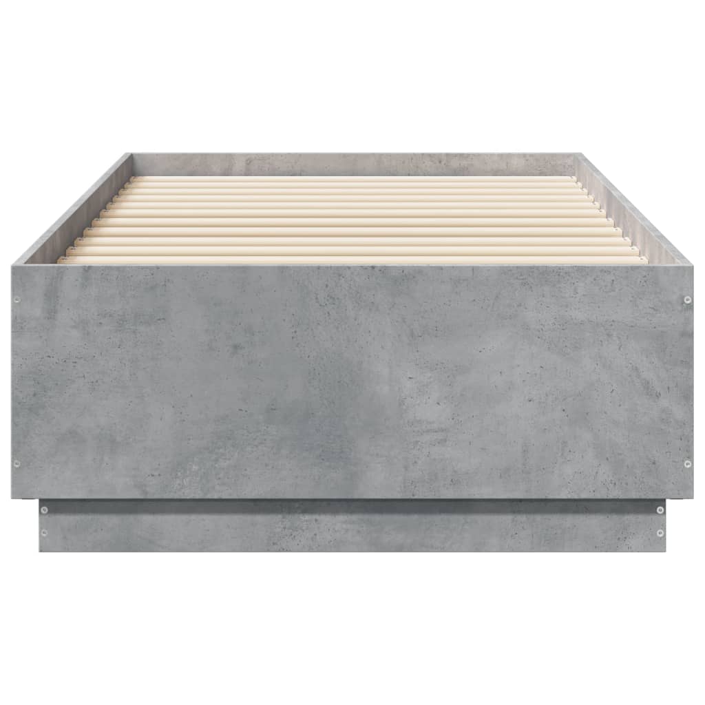 Cadre de lit avec LED sans matelas gris béton 90x190 cm