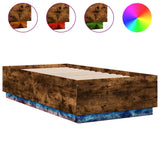 Cadre de lit avec LED sans matelas chêne fumé 90x190 cm