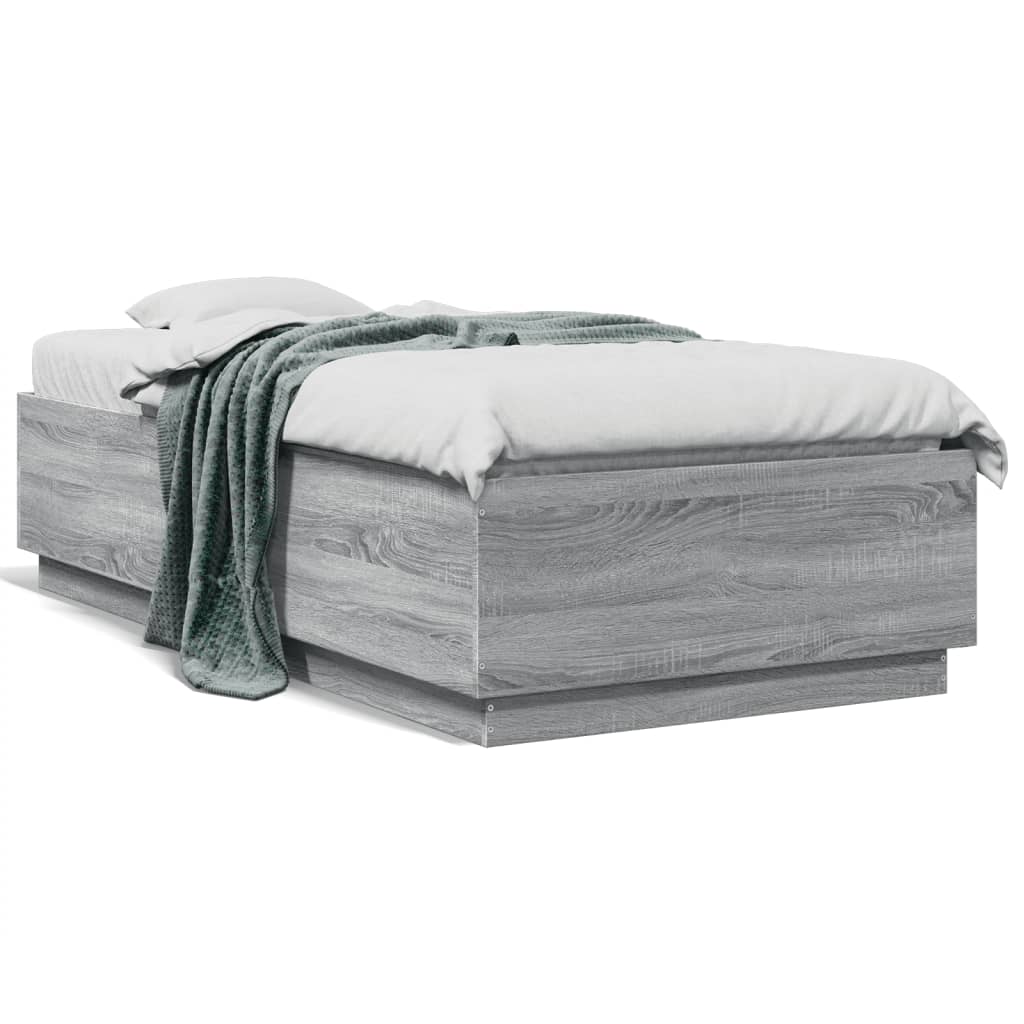 Cadre de lit avec LED sans matelas sonoma gris 90x190 cm