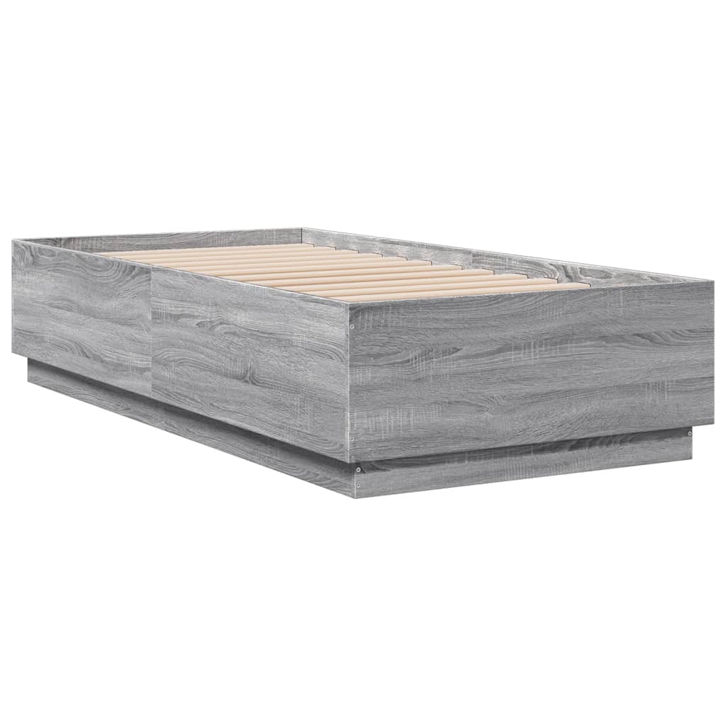 Cadre de lit avec LED sans matelas sonoma gris 90x190 cm