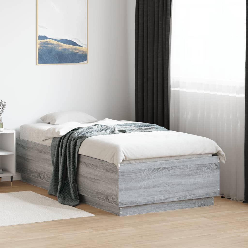 Cadre de lit avec LED sans matelas sonoma gris 90x190 cm