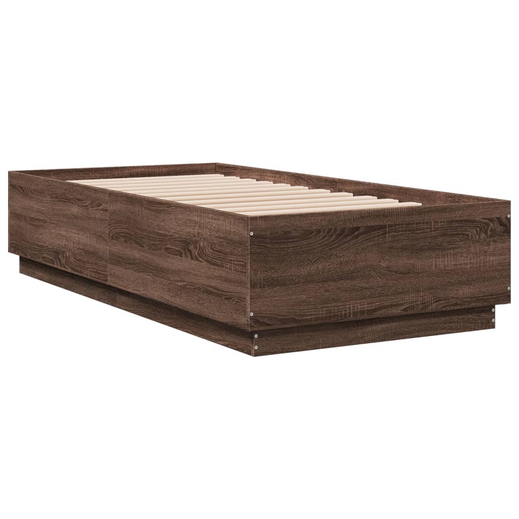 Cadre de lit avec LED sans matelas chêne marron 90x190 cm