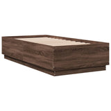 Cadre de lit avec LED sans matelas chêne marron 90x190 cm