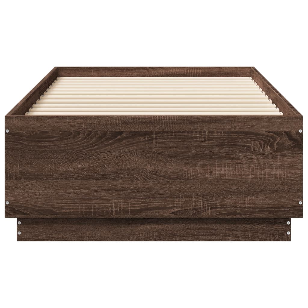 Cadre de lit avec LED sans matelas chêne marron 90x190 cm