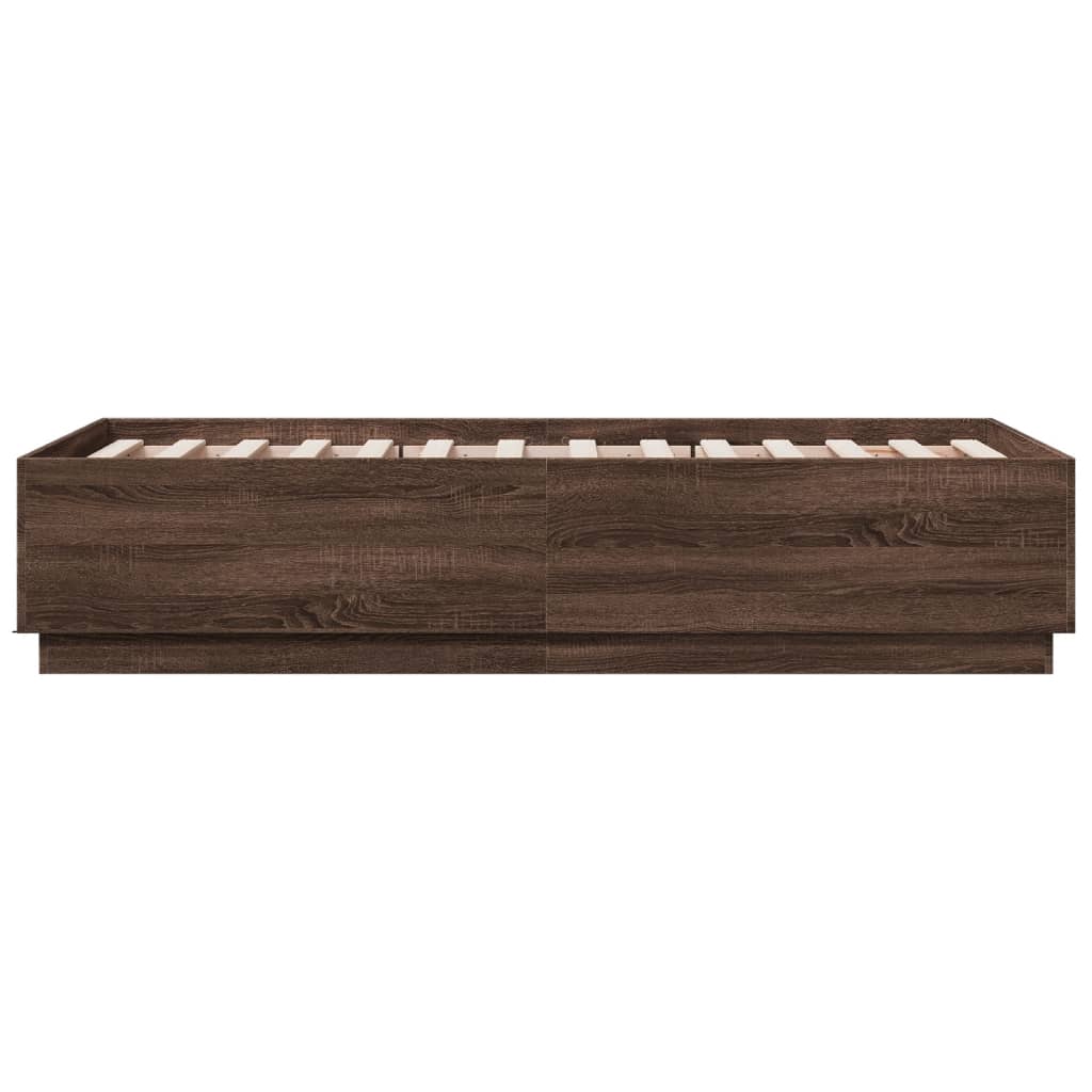 Cadre de lit avec LED sans matelas chêne marron 90x190 cm