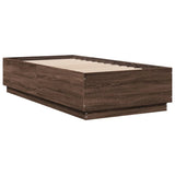 Cadre de lit avec LED sans matelas chêne marron 90x190 cm