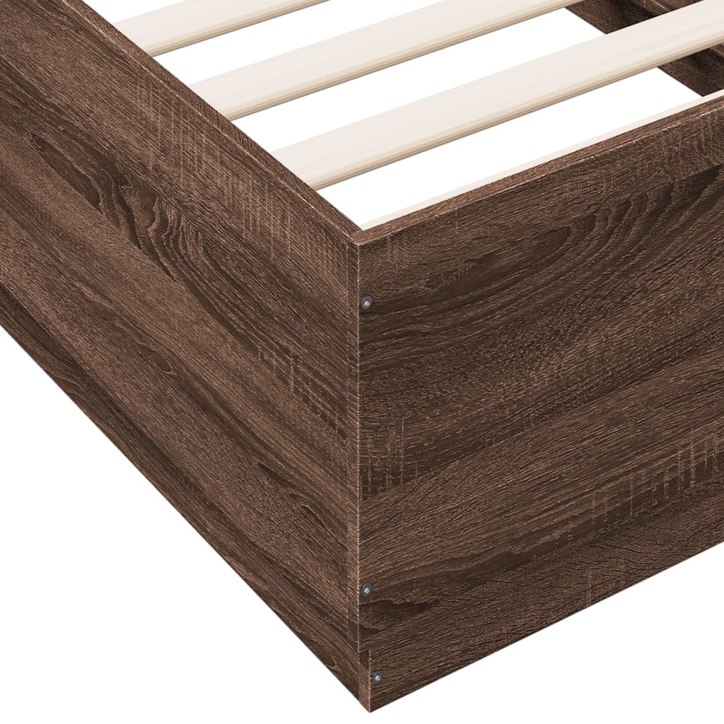 Cadre de lit avec LED sans matelas chêne marron 90x190 cm